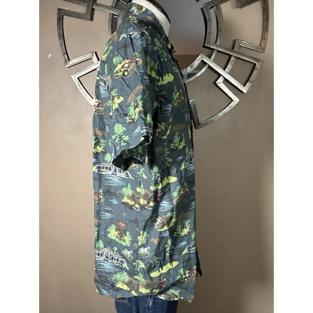 Jurassic World Youth Sz S 100% Cotton Jurassic Park Hawaiian Button Up‎ Shirt